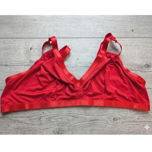 Wireless Bralette Plus Size 5X 5XL Red Satiny Adjustable Straps Wirefree Comfy